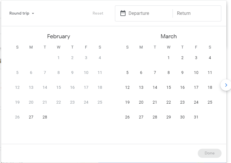 Google Flight Date Field Without Flexible Date Option