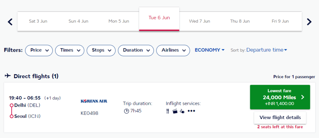 Air France Delhi to Seoul When to buy Air Miles