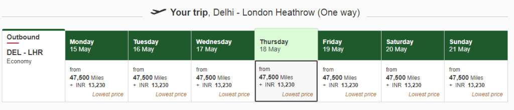 Delhi to London on Emirates