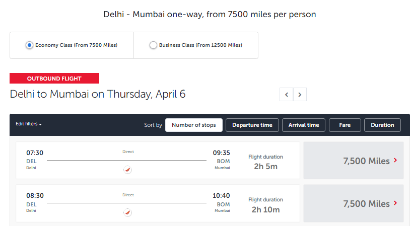 Delhi to Mumbai