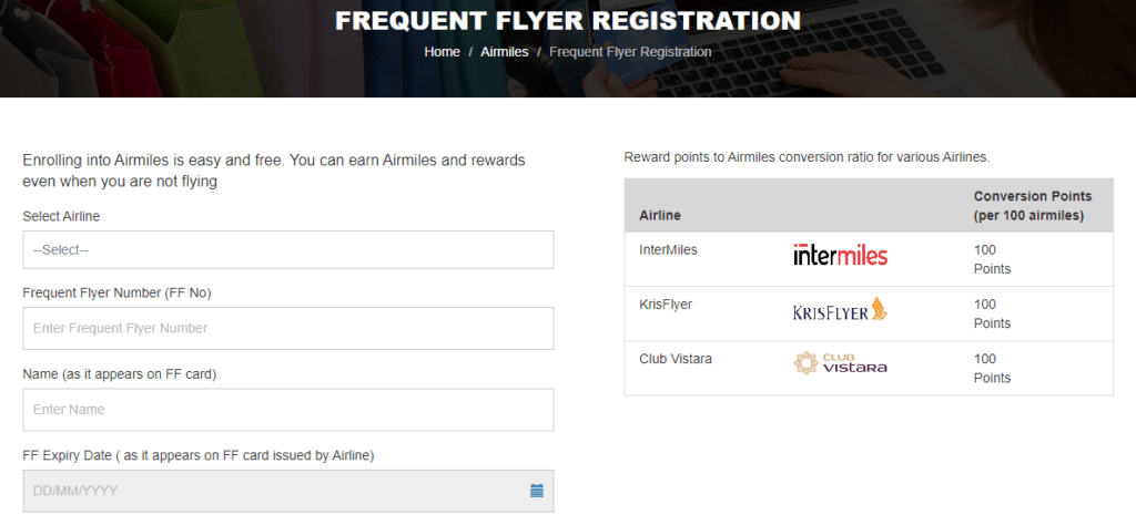 HDFC Frequent Flyer Registration