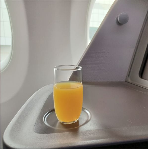 Singapore Airlines A350 Welcome Drink